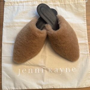 Jenni Kayne Tan Shearling Fur Mules-brand new